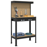 Workbench Black 81 x 41 x 145 cm Engineered Wood and Metal 42020129