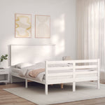 ZNTS Bed Frame without Mattress White 140x190 cm Solid Wood 3195202