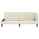 Corner Bed Frame with Headboard Cream 100 cm x 200 cm Velvet 42016445