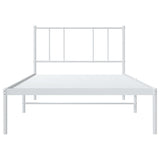 Metal Bed Frame without Mattress with Headboard White 100x200cm 352524