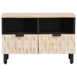 TV Cabinet White Wash Finish 70 x 33 x 46 cm Solid Mango Wood 4017865