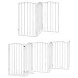 Dog Gate with Door Foldable 9 Panels White 450 cm Poplar Wood 3155594