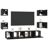 TV Cabinet Set Wall-mounted 7 pcs Black Oak Engineered Wood 3393397