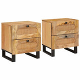 Bedside Cabinet 2 pcs Natural 40 x 33 x 46 cm Solid Mango Wood 4018043