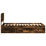 Bed Frame with Headboard Smoked Oak 90 x 190 cm Solid Pine Wood 3412136