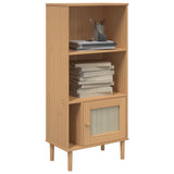 Bookcase SENJA Rattan Look Brown 60x35x130 cm Solid Wood Pine 358058