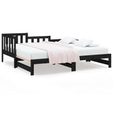 Pull-out Day Bed without Mattress Black 2x cm 820745