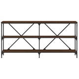 Console Table Brown Oak 160x30x75 cm Engineered Wood and Iron 832852