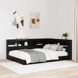 Storage Headboard with Shelf Black Oak 150 cm Engineered Wood 3335494