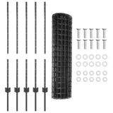 Welded Wire Fence 10 x 1 m PVC-Coated Steel Grey Mesh 3336081