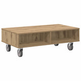 Side Table with Wheels Artisan Oak 90 x 50 x 30 cm 891023