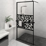 Walk-in Shower Wall with Shelf Black 115x195 cm ESG Glass&Aluminium 3185484