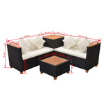 4 Piece Garden Lounge Set with Cushions Poly Rattan Black 43007