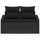 Garden Sofa with Cushion Black 123 x 62 x 69cm Poly Rattan 42006781