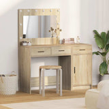 Dressing Table with Mirror Lights 2 pcs Brown Engineered wood 3334229