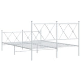 Metal Bed Frame without Mattress with Footboard White 140x200cm 376570
