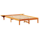 Bed Frame Wax Brown 135 x 190 cm Solid Pine Wood 873198