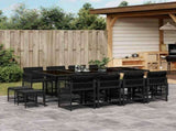 13 Piece Garden Dining Set with Cushions Black Poly Rattan 3211699