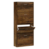 Shoe Cabinet Smoked Oak 63x24x147 cm Engineered Wood 342547
