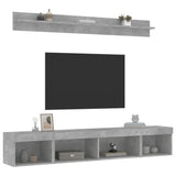 5 Piece TV Wall Units with LED Concrete Grey Engineered Wood 3216685