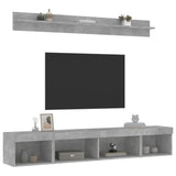 5 Piece TV Wall Units with LED Concrete Grey Engineered Wood 3216685