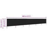 6-panel Wind Screen Fabric 800x80 cm Black 47172