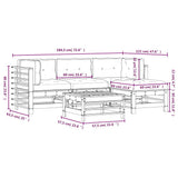 5 Piece Garden Lounge Set with Cushions Grey Solid Wood 3185803