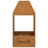 Fire Pit Brown 50 x 50 x 100 cm Weather Steel 858991