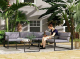 Three-Piece L Shaped Garden Furniture Set with Cushions - Grey T3398P323814
