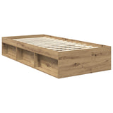 Bed Frame Artisian Oak 90 x 190 cm Solid Pine Wood 3409407