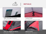2-3 Person Tunnel with Sewn-in Groundsheet, Air Vents, Rainfly, 2000mm Water Column, Camping T3398P348710
