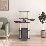 Cat Tree with Sisal Scratching Posts Dark Grey 133 cm 171758