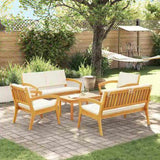 Bistro Set with Cushion 5 pcs Brown Polyester 3328617