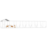 Outdoor Dog Kennel with Roof Silver 14x2x2.5 m Galvanised Steel 3190469