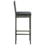 5 Piece Garden Bar Set with Cushions Poly Rattan Grey 3095407