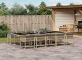 11 Piece Garden Dining Set with Cushions Mix Beige Poly Rattan 3211476