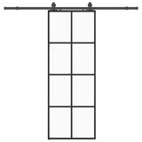 Sliding Door with Hardware Set Black 76x205 cm ESG Glass 3375942