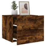 ZNTS Wall-mounted Bedside Cabinet with LED Lights Smoked Oak 836820