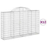 Arched Gabion Baskets 12 pcs 200x30x120/140 cm Galvanised Iron 3146141
