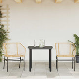 3 Piece Garden Dining Set Brown Poly Rattan Glass 3334590
