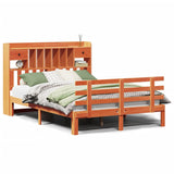ZNTS Bookcase Bed without Mattress Wax Brown 140x200 cm Solid Wood Pine 3322814