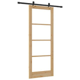 Sliding Door Natural 83 x 211 cm Solid Pine Wood and Glass 3332279