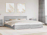 Bed Frame with Drawer Grey Sonoma 200 x 200 cm Engineered Wood 3408227