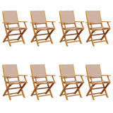 Folding Garden Chairs 8 pcs Taupe Fabric and Solid Wood 3214582