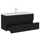 Sink Cabinet with Built-in Basin Black Engineered Wood 3071658