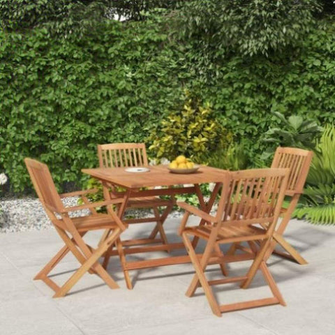 ZNTS 5 Piece Garden Dining Set Solid Wood Acacia 3152899