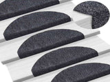 Stair Mats Self-adhesive 15 pcs 65x21x4 cm Dark Grey Half Round Large 132697
