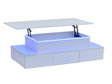 Lift-Top Coffee Table, Highgloss Centre Table with 4 drawers & LED lights, Lifting Sofa Side Table, N605P374201W