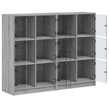 Bookcase with Doors Grey Sonoma 136x37x109 cm Engineered Wood 3206515