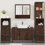 ZNTS 4 Piece Bathroom Furniture Set Brown Oak Engineered Wood 3301284